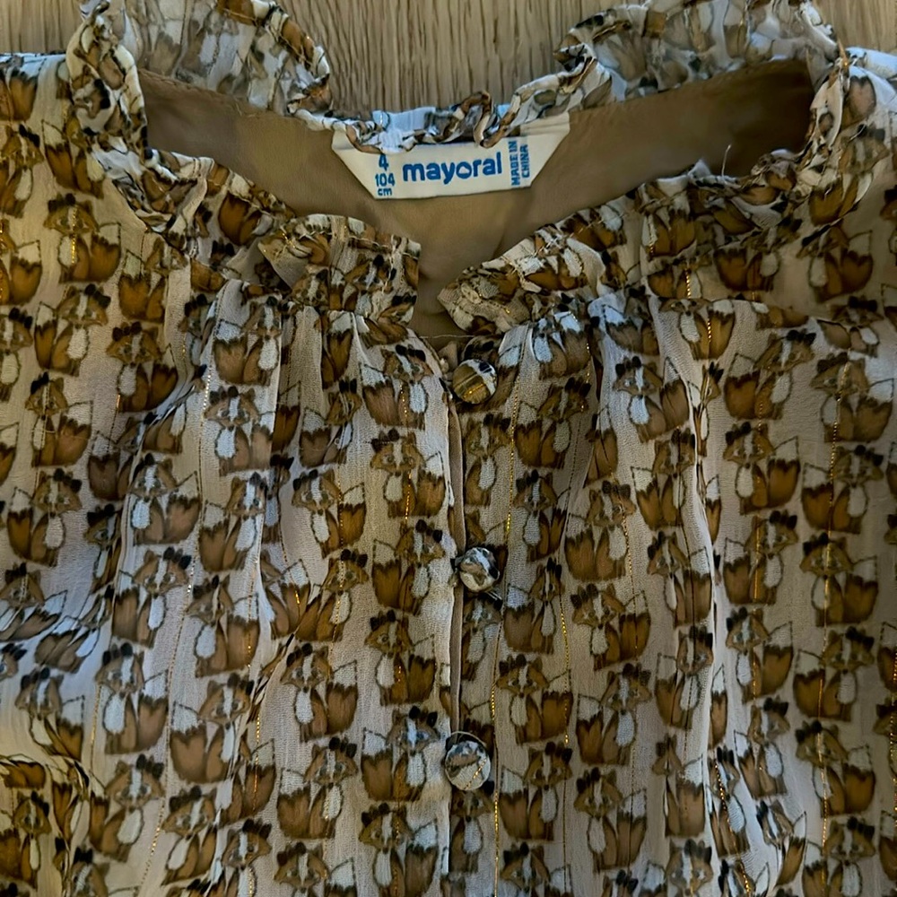 Mayoral fox print girls dress size 4